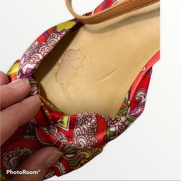 Y2K Nine West paisley scarf platform chunky cork espadrille wedge sandal 9‎ boho - Picture 4 of 5